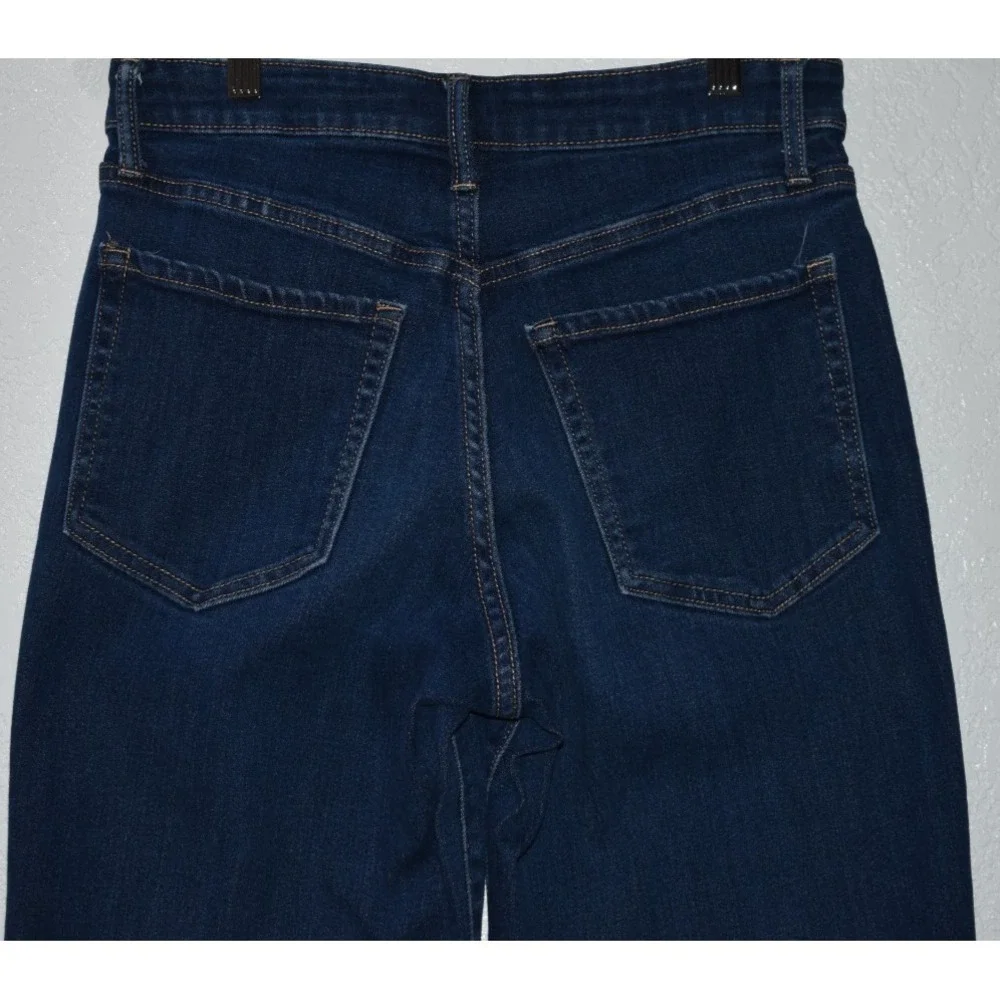Old Navy Women 4 Loose‎ Jeans Long Wide Leg High Rise Blue Denim Cotton Stretch
